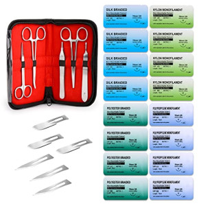 Fil de suture stérile avec aiguille et kit d'outils de suture pour la pratique de la suture chirurgicale des étudiants en médecine, la pratique ...