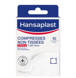 HANSAPLAST Compresses stériles Soft 7,5 x 7,5 cm (1 x 10 pces), Compresses non-tissées douces pour la peau, Compresses non tissées 7,5 x 7,7 cm ...