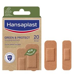 HANSAPLAST Pansements prédécoupés Green & Protect (1 x 20 pces), Pansements universels eco-friendly, Pansements stériles au pouvoir adhésif ex...