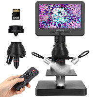 Andonstar AD246S-P Microscope numérique HDMI avec écran de 7'', Enregistrement vidéo UHD 4000x 3 objectifs 2160P, kit Microscope Biologique pour...