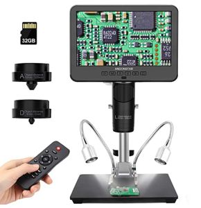 Andonstar AD246S Microscope numérique HDMI 2000x pour Adultes, Enregistrement vidéo UHD 2160P à 3 lentilles, Microscope à souder LCD 7 Pouces, ...