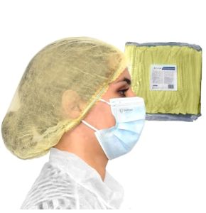 OneProtek Disposable Hair Cap - 100 Yellow Hair Nets for Food, Medical, and Industrial Use, 53 cm, Breathable and Durable