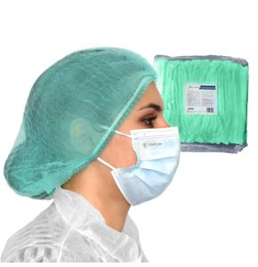 OneProtek Disposable Hair Cap - 100 Green Hair Nets for Food, Medical, and Industrial Use, 53 cm, Breathable and Durable