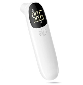 LEYF R-9 Thermomètre numérique sans contact avec écran LCD avec 3 modes de couleur – Thermomètre frontal pour bébés adultes + crochet masqu...