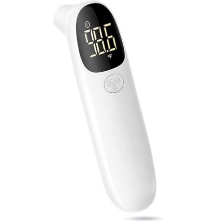 LEYF R-9 Thermomètre numérique sans contact avec écran LCD avec 3 modes de couleur – Thermomètre frontal pour bébés adultes + crochet masqu...