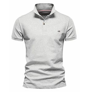 QOCO Men's Short Sleeve Sports Golf T-Shirt 100% Breathable Cotton Gray XL
