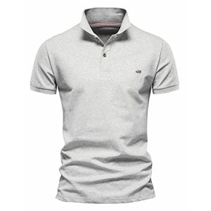 QOCO Men's Short Sleeve Sports Golf T-Shirt 100% Breathable Cotton Gray XL