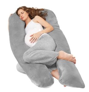 Nuliie Coussin de Grossesse pour Dormir - Oreiller de Corps Complet en Forme de U, Soutien pour Le Dos, Les Hanches et Les Jambes