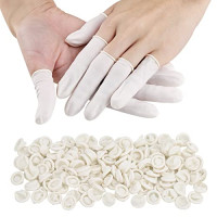 Lot de 300 petits doigtiers en latex jetables en latex pour doigts blessés, doigts fissurés, sports (blanc)