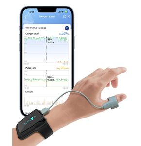 Pulse Oximeter, 72 Hours Battery Life, Sleep Apnea Meter, Oxygen Saturation Monitor with Bluetooth, Portable Sleep Monitor