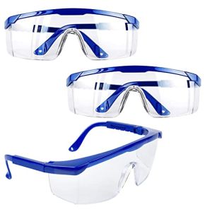 Lunettes de Sécurité, 3 PCS Lunettes de Protection Anti-buée Cadres Bleus Pour Enfants et Adultes avec Lentilles PC