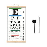 Tableaux oculaires pour examens de la vue de 6,1 m, tableau des yeux Snellen avec cadre en bois pour décoration murale, toile de 55,9 x 27,9 cm, t...