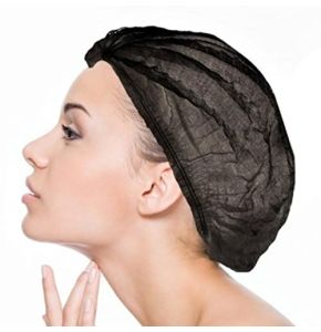 MEDIPROTEC | Disposable Black Cap | Box of 500 Polypropylene Non-Woven Hair Covers | 48 cm Diameter | Food, Kitchen, Helmet Use