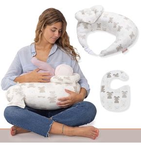 RUGUIES Ergonomic Nursing Pillow with Anti-Reflux Cushion and Matching Bib