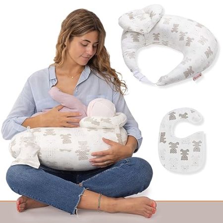 RUGUIES Ergonomic Nursing Pillow with Anti-Reflux Cushion and Matching Bib