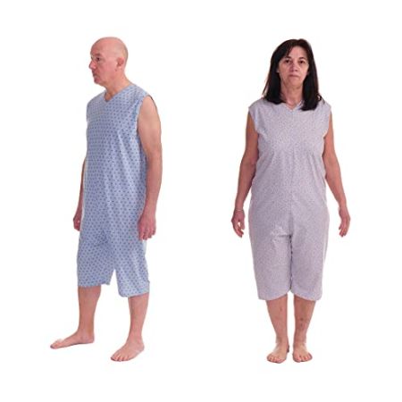 FERRUCCI COMFORT Pyjama sanitaire tuton sans manches d'été avec pantalon court – 9008/7 – Convient aux personnes âgées – Fabriqué en Ita...