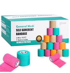 General Medi - Pack of 16 Self-Adhesive Elastic Bandages 7.5 cm x 4.5 m