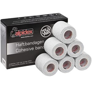 ALPIDEX 6 Rouleaux Bande Cohésive 5 cm x 4,5 m Bandage Autoadhésif Plusieurs Couleurs Bande Auto Adhésif Strap Doigt Cheville Genou Médical Pan