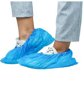 Arnomed Disposable Shoe Covers, 100 Pieces Blue CPE Disposable Slippers, Shoe Cover, Disposable Shoe Protectors One Size (15x41cm)