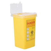 Jadeshay Medical Needle Disposal Bin - Plastic Needle Container - Biological Hazard Needle Disposal - 1L - Yellow