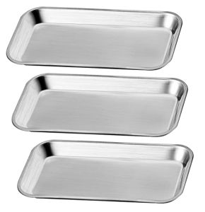 3 PCS Plateau en Acier Inoxydable, Plateau De Laboratoire, Plateaux Médical en INOX, Plateau à Instruments Utilisé pour Placer des Outils De Lab...