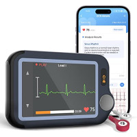 CheckMe Moniteur ECG Portable Professionnel avec écran tactile, enregistrement ECG 30s/60s/5min, Analyse de l'ECG par l'IA, support double utilisa...