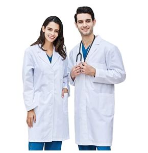 CoatCool Blouse Coton Blanche Médecin Chimie Laboratoire - Blouse Lycée Femme Homme - Manche Longue avec Poche et Boutons Pratiques