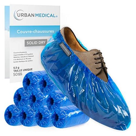 URBAN MEDICAL 50x Surchaussures Imperméables Jetables/Réutilisables avec Semelle Antidérapante | SOLID DRY | Résistant Déchirure et à l'Abras...