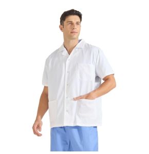 Misemiya - Blouse Blanche Chimie Unisexe - Blouse medicale Homme - Blouse Laboratoire Homme - Blouse de Travail Femme Q816 - Large, Blanc