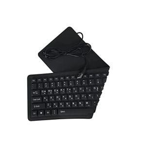 Foldable Silicone USB Wired Korean Waterproof Laptop Keyboard, Black, Black (Korean Black)
