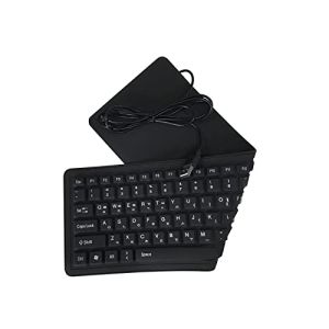 Clavier Pliable en Silicone USB Filaire Coréen Clavier de Mise en Page Étanche pour Ordinateur Portable, Noir, Noir (Noir Coréen)