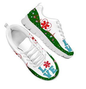SCRAWLGOD Women's Lace-Up Running Shoes - Breathable - Soft Tennis Shoes, Cute EMT Ambulance Nurse