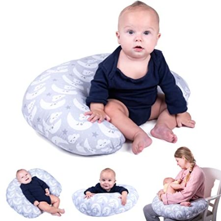 ZK ZuresKa Coussin d'allaitement. Coussin Allaitement Bebe (Coton 100%). Cadeau Femme Enceinte. avec Housse Amovible et Lavable.