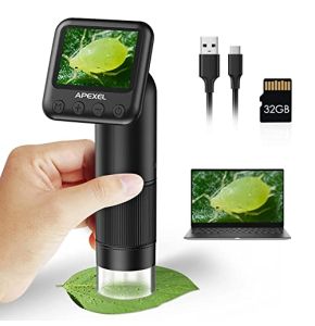 Microscope Numérique Portable LCD, Microscope Portable 800x pour Enfants avec Lumières LED et Capacités d'Enregistrement