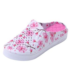 JOMIX Claquettes Femme Imprimée Sandales Femme Chaussons d'été Femme Tongs Femme Sabots Femme Respirant pour Maison Piscine Plage (Rose, 37)