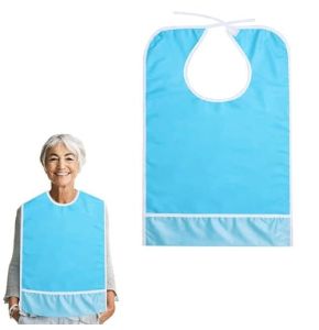 Bavoir Adulte Imperméable Et Lavable - Grand Format Avec Ramasse-Miettes, Réutilisable Et Lavable En Machine