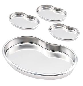 4-Piece Stainless Steel Tray - Medical Kidney Dish - Small Tray for Laboratory Tools