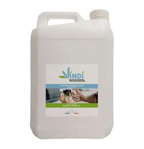 Vindi Désinfectant solution hydroalcoolique menthe poivrée - Bidon de 5L - Fabrication Française -76% d'alcool - Désinfection des mains et des ...