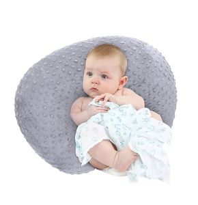 LEE AND TOWN Coussin d'allaitement pour nouveau-né, garçons et filles, oreiller d'allaitement Minky Tummy Time - Gris