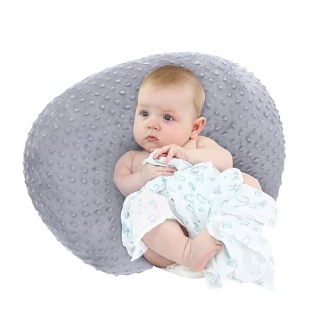 LEE AND TOWN Coussin d'allaitement pour nouveau-né, garçons et filles, oreiller d'allaitement Minky Tummy Time - Gris