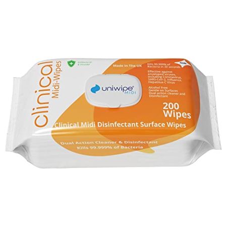 Uniwipe Midi Clinical Disinfectant Wipes - 200 wipes