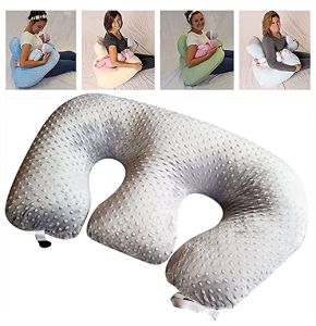 REOTEL Pregnancy Pillow, Nursing Pillow for Pregnant Women, Twin Support Pillow in Machine Washable Cotton Fabric, Gray
