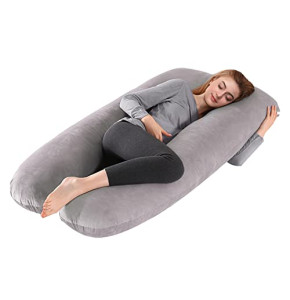 Lannvan Pregnancy Pillow in Dark Gray Velvet - Multifunctional & Comfortable