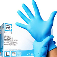 200 gants Nitrile L Bleu sans Gants d'examen jetables poussière, sans latex, hypoallergéniques, gants pour esthéticiennes, tatoueurs, domaines m...