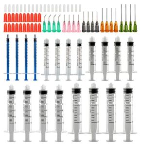 1ml 3ml 5ml 10ml 20ml Set of Blunt Tip Syringes with 14g 15g 16g 18g 20g Blunt Needles and Syringe Cap for DIY