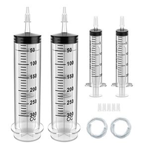 2PCS 300ml Syringe with Caps (Without Needle), Individually Sealed, with Syringe Tube and Set of 2 20ml Syringes