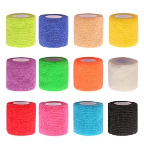 12 Rolls of Cohesive Elastic Bandages 5 cm x 4.5 m, Self-Adhesive Non-Woven Sports Bandages for Hand and Skin Care