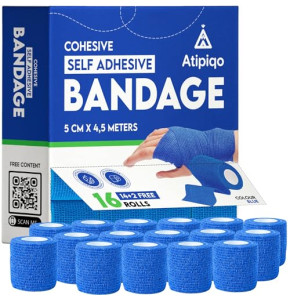 Pack 16 - Bandage Autoadhésif - Bande cohesive - 5 cm de largeur x 4,5 m de longueur - Bande Auto Adhesive - Strap Doigt - Boîte de Distribution ...