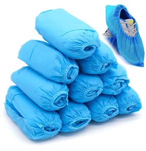 Bakiauli 100 Disposable Shoe Covers, Non-Slip, Tear-Resistant Blue Non-Woven Polypropylene
