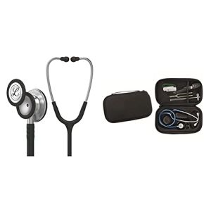3M Littmann Stéthoscope de Surveillance Classic III, Tubulure Noire, 69 cm, 5620 + GIMA ÉTUI CLASSIC pour Stéthoscope - Noir